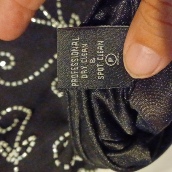 JK Ara beautiful black Beaded fancy top, assymetrical hem, sparkly,  L - Picture 7 of 7